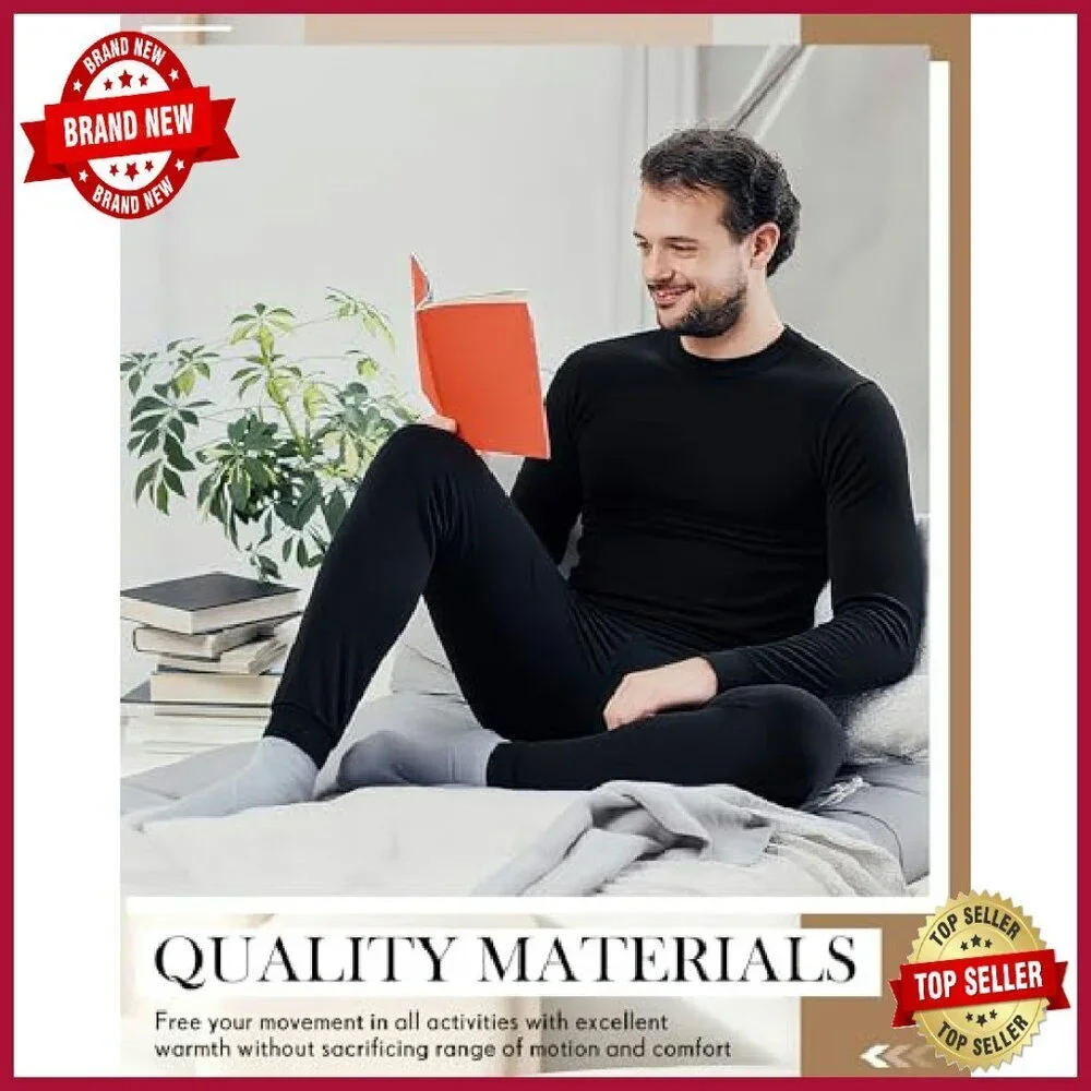 Men's 4-Piece Cotton Thermal Underwear Set, Slim Fit Base Layer for Winter